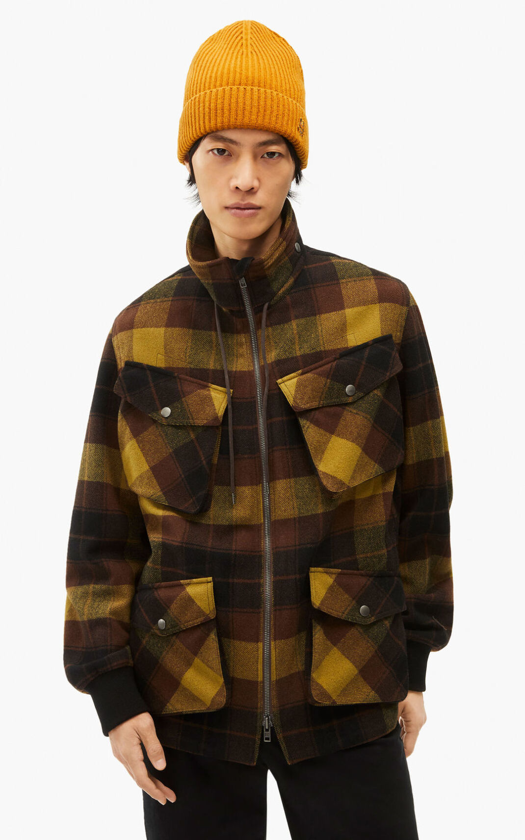 Parka Kenzo Checkered wool Hombre Marrones Oscuro - SKU.9054489